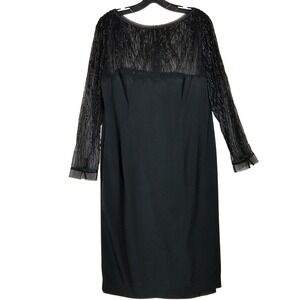 Escada Black Beaded Mesh Silk Blend Sheath Cocktail Dress 44 Daharma‎ 1002415 01